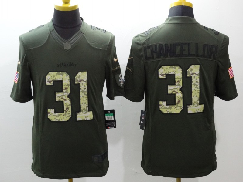 Men's Seattle Seahawks Kam Chancellor #31 Army Green Jersey